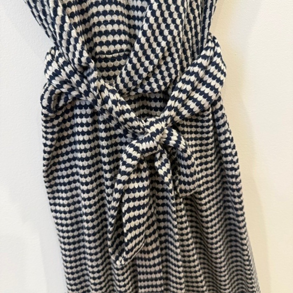 Amour Vert Navy & Gray Knit Wrap Tie Midi Dress Sustainable | Size S - Picture 7 of 10